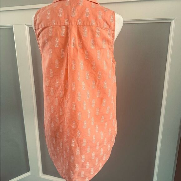J. Crew orange tunic top with pineapple print. - Picture 6 of 6